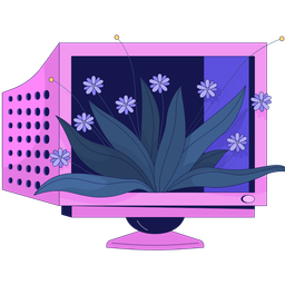 Plantas que cubren la pantalla de la computadora.  Icono