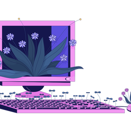 Computadora vieja con plantas silvestres  Icono